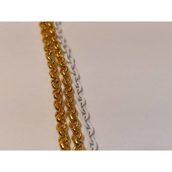 Vintage Castlecliff Gold White Tone Necklace Chain Link Choker NEW With Tags - Picture 5 of 13